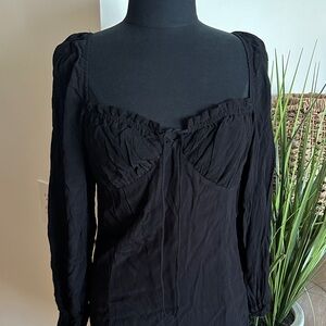 Nordstrom Cute Black  Elegant Black Long Sleeve mini Dress - Large